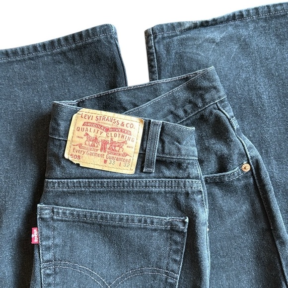 Vintage Y2K Levi’s 505 Jeans Regular Fit Black Denim Straight Leg Actual 32x31 - Picture 1 of 12